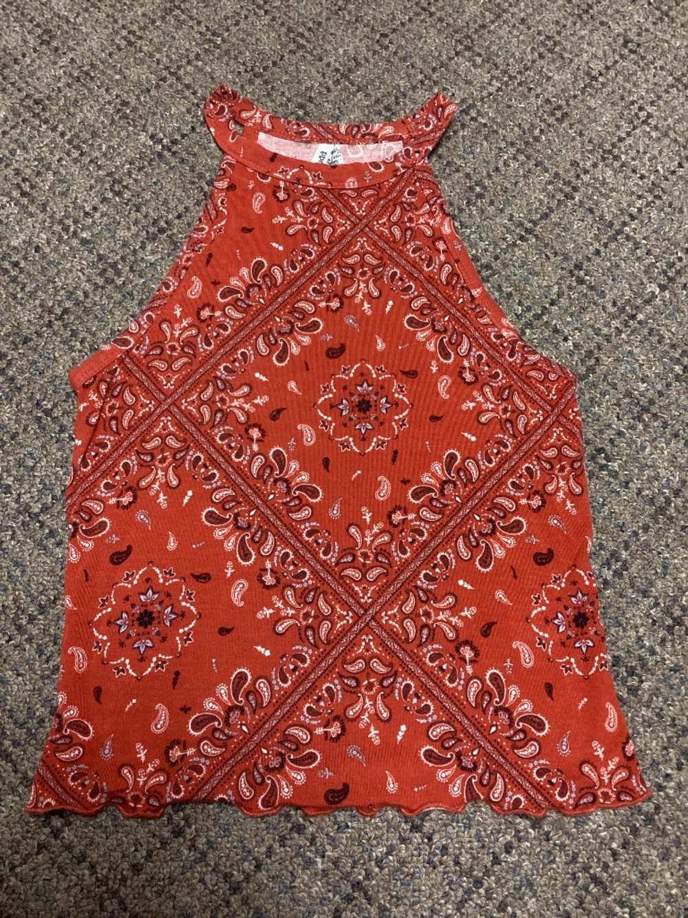 Mudd Red White Paisley High Neckline Tank Top Size S